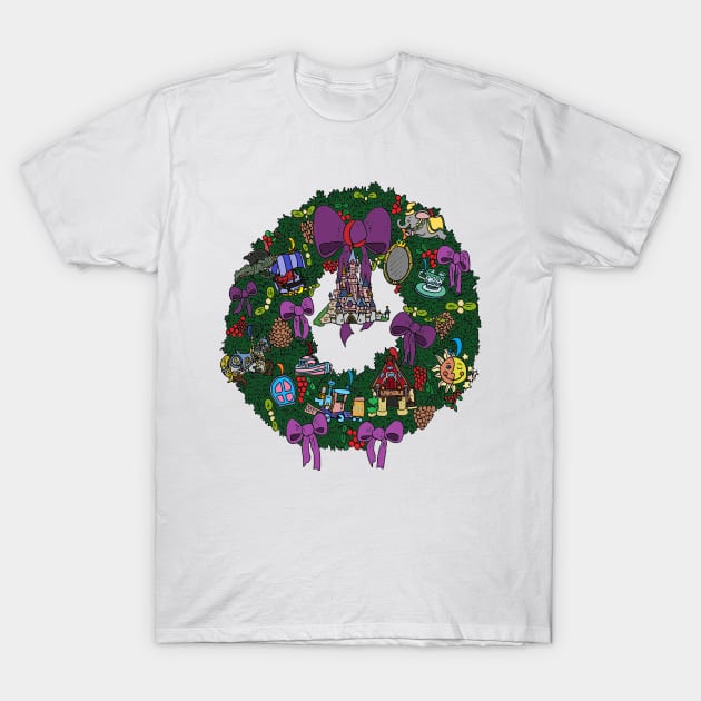 Disneyland Paris - Fantasyland Wreath T-Shirt by JennyGreneIllustration